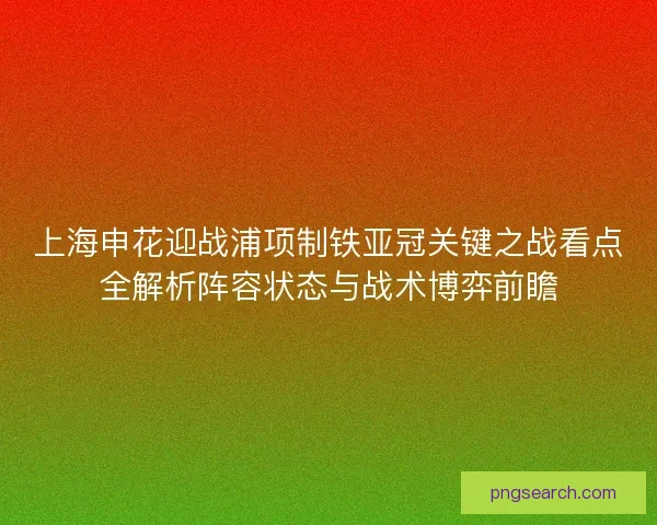 上海申花迎战浦项制铁亚冠关键之战看点全解析阵容状态与战术博弈前瞻